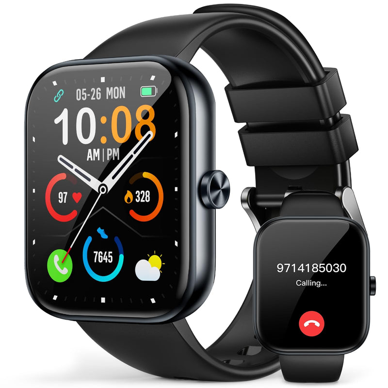 MFVLP Smart Watch for Men Women, 1.83" HD Touchscreen Fitness Watch with Bluetooth Call&Message Notifications, 110+Sport Modes, 24/7 Heart Rate/Sleep Monitor, IP68 Waterproof for Android iOS