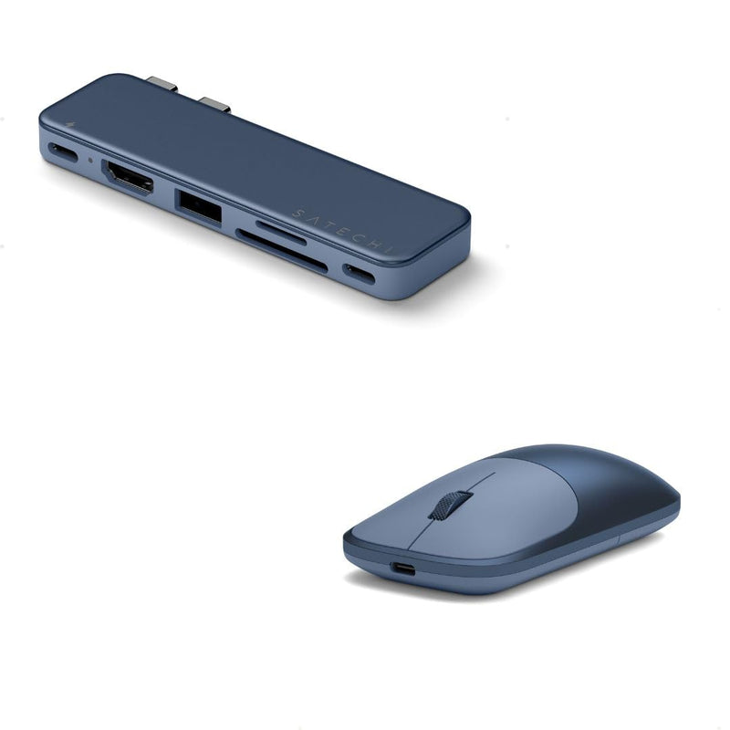 Satechi 6-in-2 USB-C Snap Hub, Slim EX Wireless Mouse for MacBook Neo - Indigo