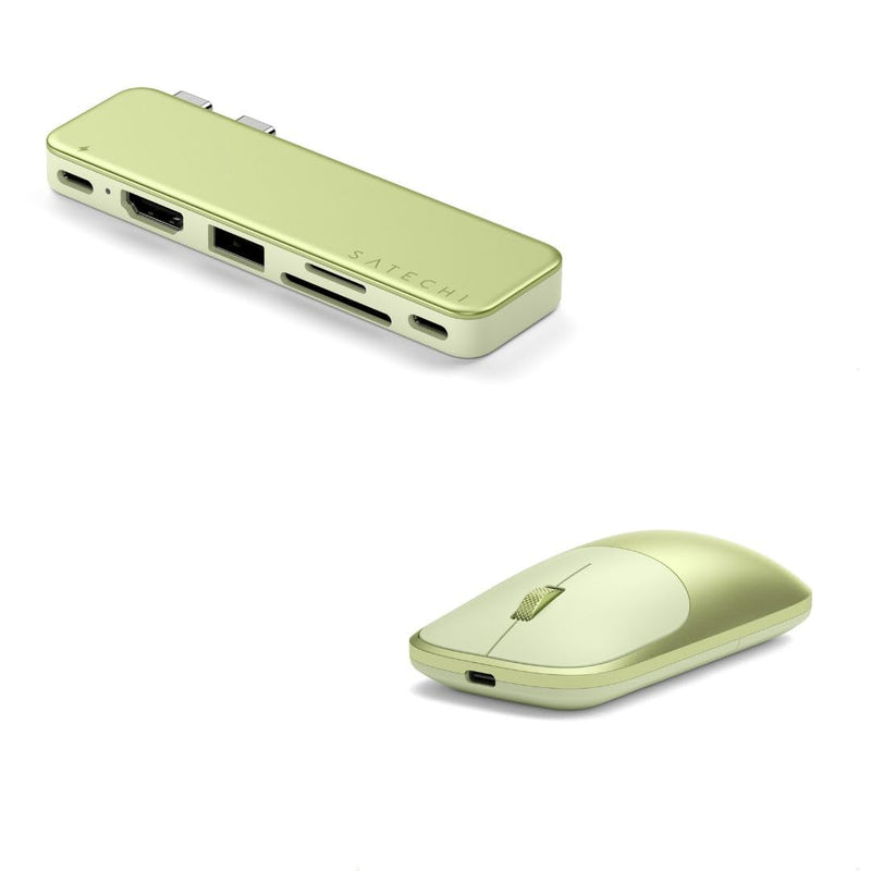 Satechi 6-in-2 USB-C Snap Hub, Slim EX Wireless Mouse for MacBook Neo - Citrus
