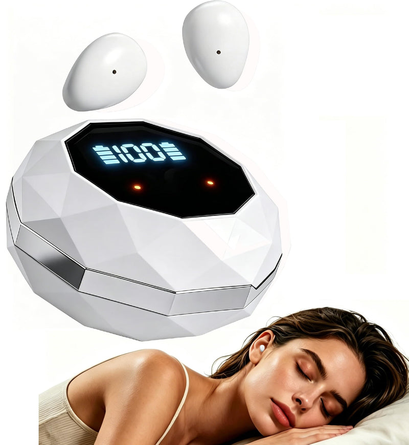 Sleep Earbuds for Side Sleepers,Mini Invisible Wireless Earbuds for Small Ear Canals,Bluetooth 5.4, 40H Battery,Waterproof,LED Power Display,Tiny Earbuds for Work,Sleep（White） White