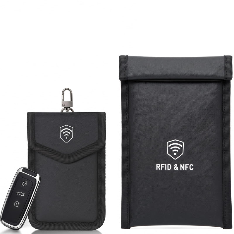 Faraday Bag Bundle for Phone and Key Fob, Signal Blocking Pouch Set for Cell Phone, Car Keys and Keyless Entry Remote, RFID Blocking Privacy Protection