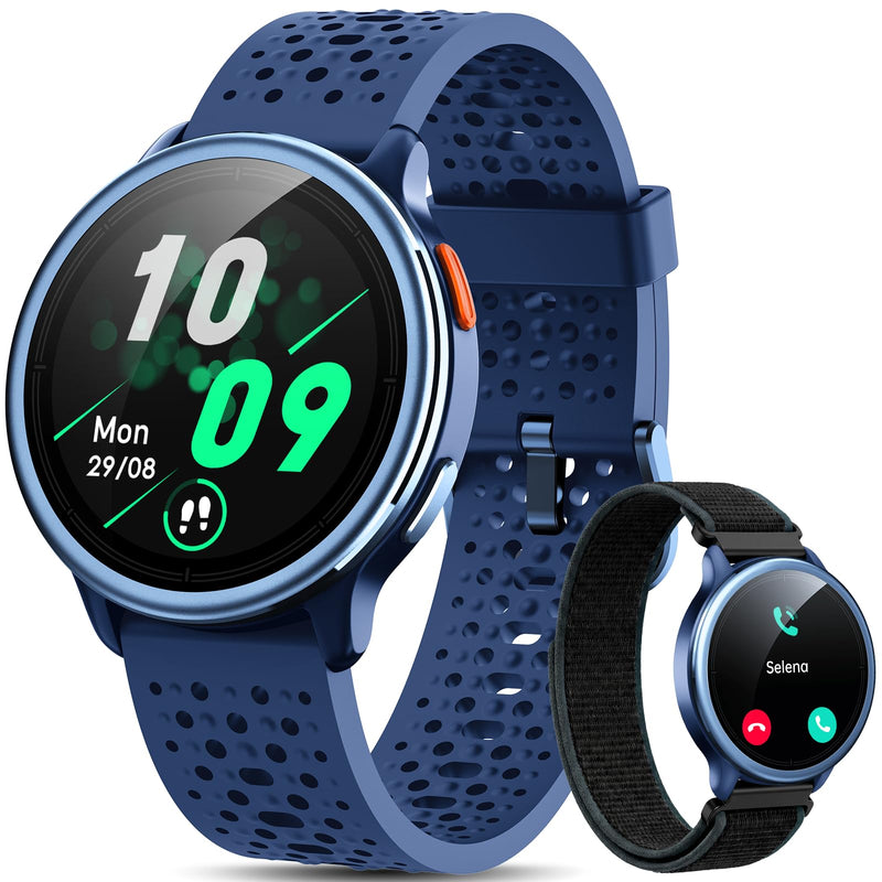 Quican Smart Watches for Women & Men, Compatible with iPhone & Android | 1.27" Fitness Tracker with Bluetooth Calling, AMOLED Display, Heart Rate & Sleep Tracking, 2 Bands, Perfect Smart Gift