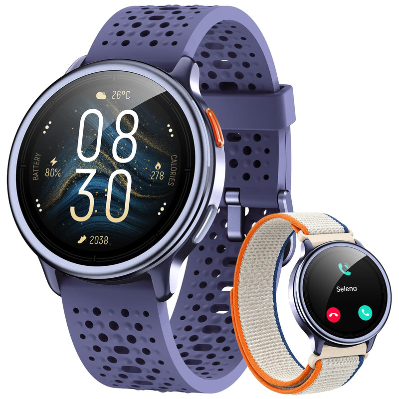 Smart Watch for Women/Men, Answer/Make Call, 1.27" Ultra-HD Screen Smartwatch for iPhone & Android, 3ATM Waterproof Fitness Tracker with Heart Rate/Sleep/SpO2 Monitor, 120+ Sport Modes, 2 Bands Purple