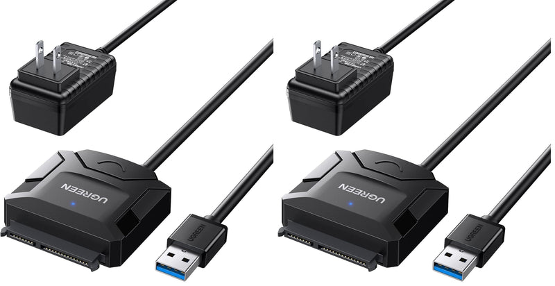 UGREEN SATA to USB 3.0 Adapter Cable for 2.5/3.5-Inch HDD/SSD (Pack of 2) US (Pack of 2)