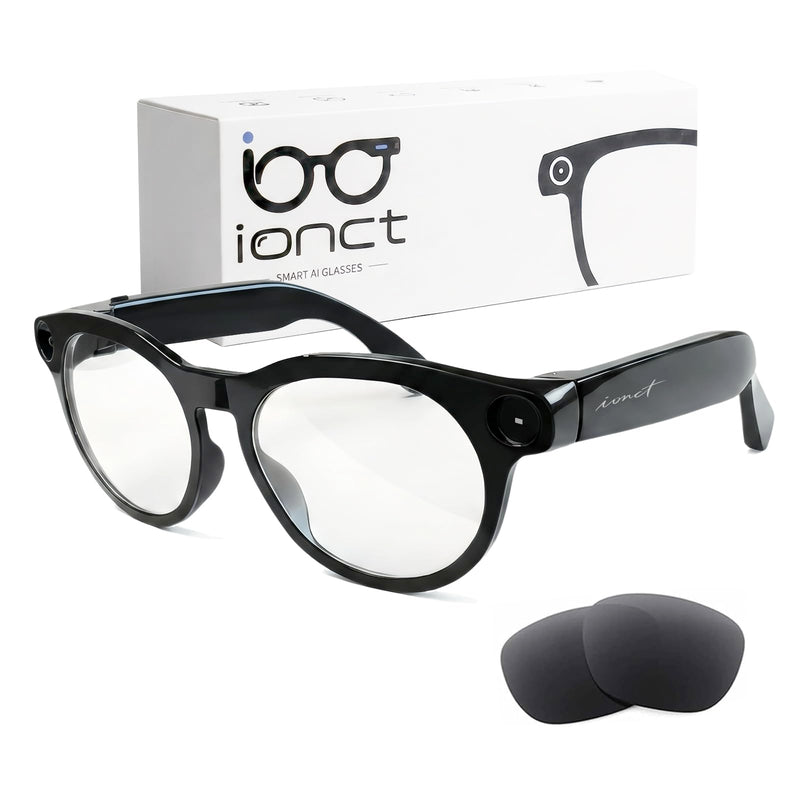AI Smart Glasses with Camera, 4K HD Video Recording Sunglasses | Photo Capture,Real-Time Translation,Object Recognition,Open-Ear Music, Bluetooth Calls, AI Assistant Black