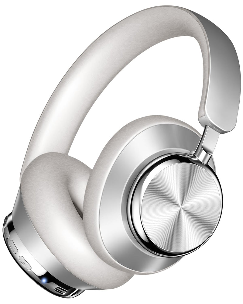 Wentronic Y03 Bluetooth Headphones Wireless Active Noise Cancelling Over Ear Headphones 48 Hours Playtime High Sound Quality 6 EQ Music Mode Headphones with Soft Ear Cushion - Silver