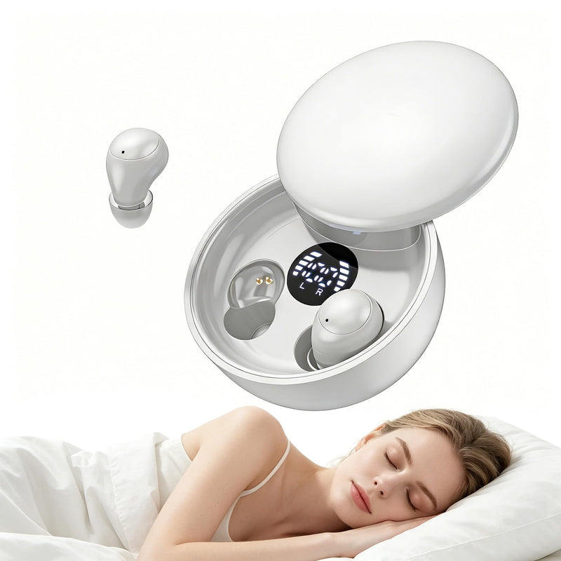 Sleep Earbuds, Invisible Mini Wireless Earbuds for Small Ear Canals, Ergonomic Bluetooth Earbuds with Premium Sound and One-Step Auto Pairing（White） White