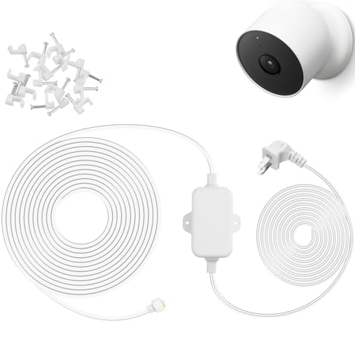 UYODM 50FT/15m Power Cable Compatible with Google Nest Cam Outdoor or Indoor, Battery(2nd Generation) - 5V 2A Charging Cable Power Your Nest Cam (Battery) Continuously - IP67 Weatherproof White 50 Feet