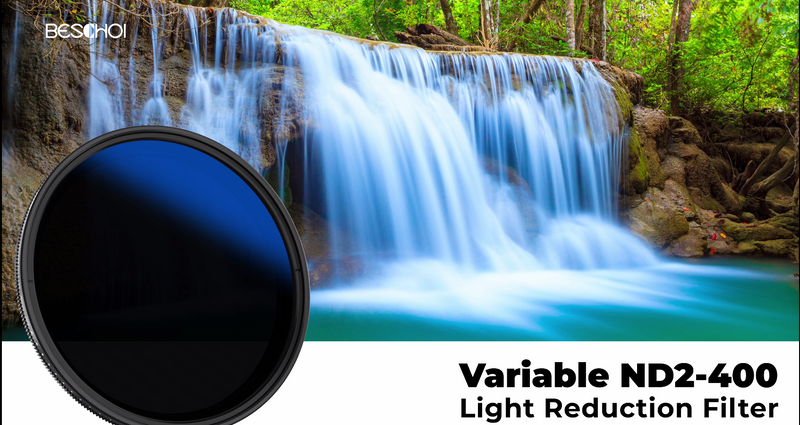 Beschoi 58mm MRC Variable ND Filter ND2-ND400, Neutral Density Adjustable ND Filter (0.3 to 2.7,1 to 9 Stops), Multi Layer Coated Optical Glass, Water Repellent & Scratch Resistant Ultra Slim Filter