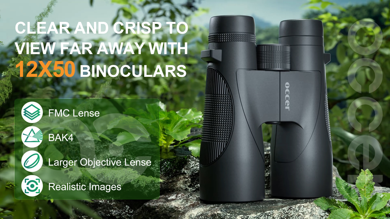 Occer 12x50 Binoculars for Adults High Powered for Bird Watching Hunting Tactical Edition-Black