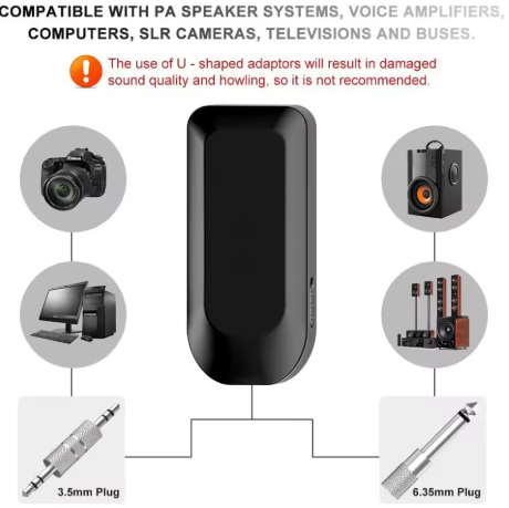 Professional 2.4G Wireless Microphone Set, Wireless Lavalier Microphone with Lavalier Lapel Mics, Compatible with Bus Amplifier, PA Speaker, Home Theater and Public Speaking, Wedding, Presentations
