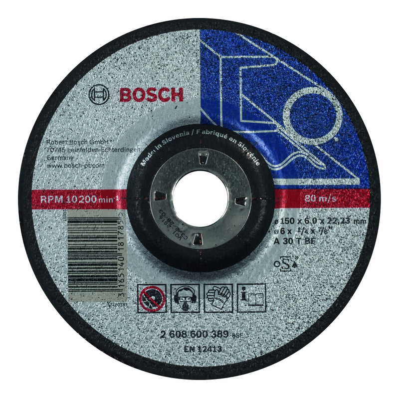 Bosch 2608600389 Grinding Disc for Steel, Black, 150 x 6 mm Diameter: 150 mm
