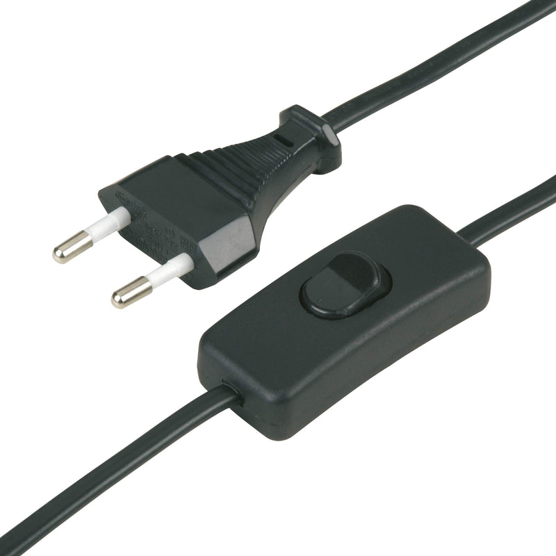 REV Cable with Switch and Euro Plug, 2 m, Max. 2 A, Black