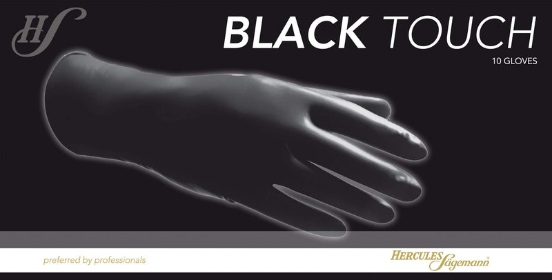 Hercules Sägemann Special Protective Gloves for Hairdressers Black Touch Size M Pack of 10 100% Natural Latex