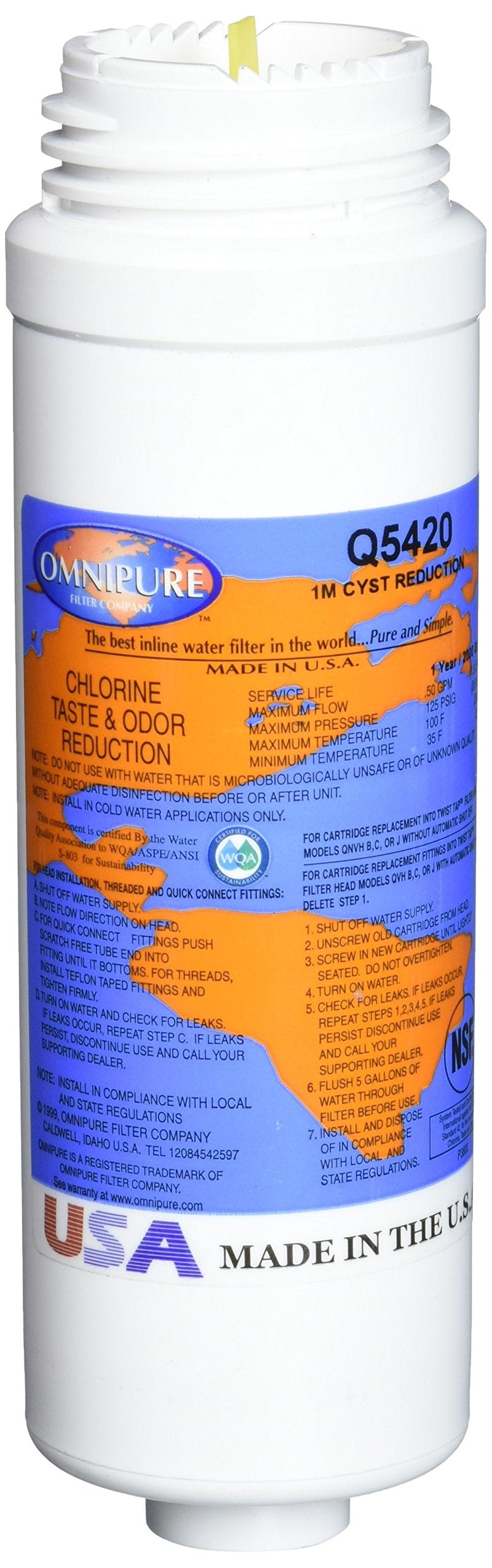 Omnipure Q5420 1 Mic. Carbon Block Filter Cartridge White