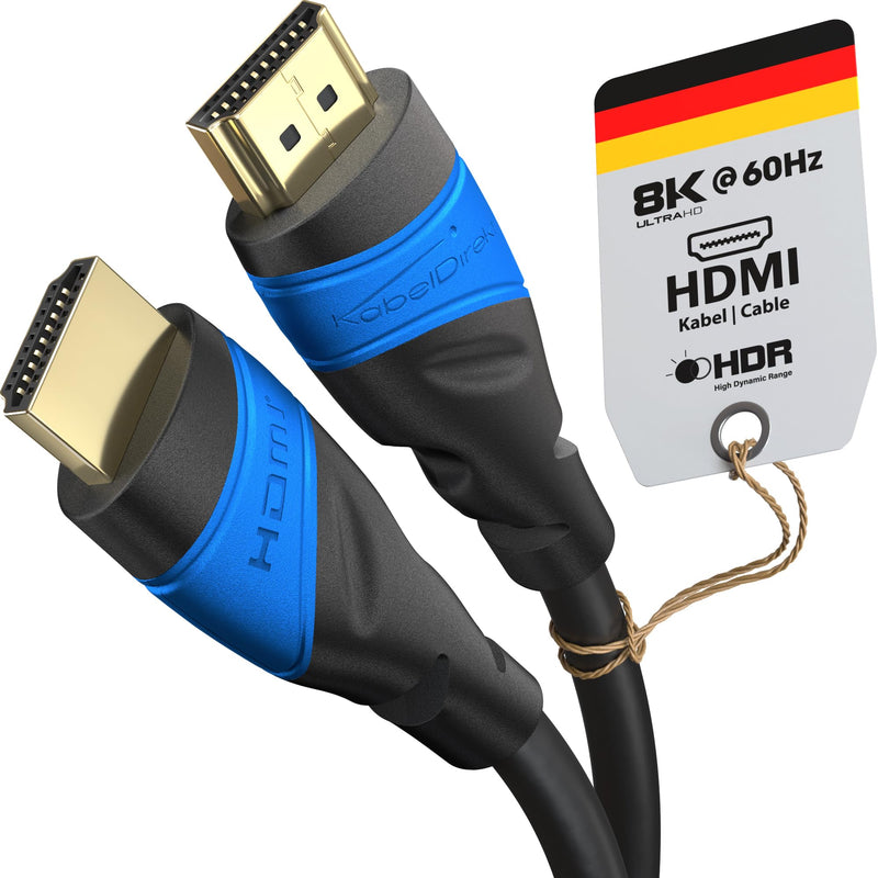 [AUSTRALIA] - KabelDirekt – 8K / 4K HDMI Cable – 1.5ft & More HDMI Cables (0.5ft–75ft) – German-Engineered HDMI Cord – Supports 10K/8K@60Hz/4K@120Hz – HDMI Cable for HDTV, PC, PS5, Xbox, Switch 1.5 ft 1-Pack Black/Blue 
