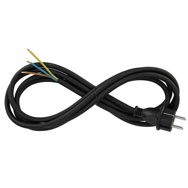 REV Ritter 0577133555 Lead with Grounded Plug Cord H05RR-F 1.5 mm² Cable – Black 2-black 3m
