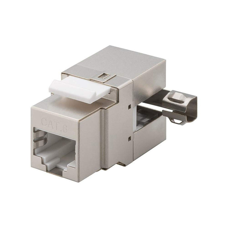 Goobay 95901 Keystone Module RJ45 Socket 90 Degree / CAT 6 Network Plug 250 MHz / STP / Ethernet Socket 8P8C / LSA Mounting / Metal Housing