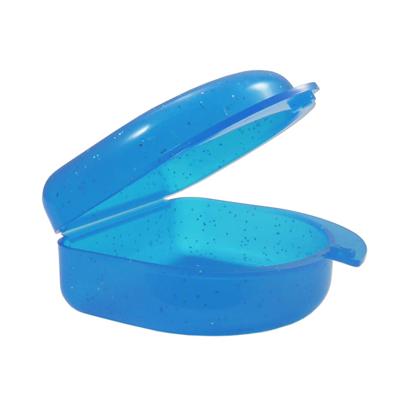 Glitter Gum Shield Case - Mouthguard Box for Ortho Retainers, Sports Dental Appliances, Dentures & More Glitter Blue