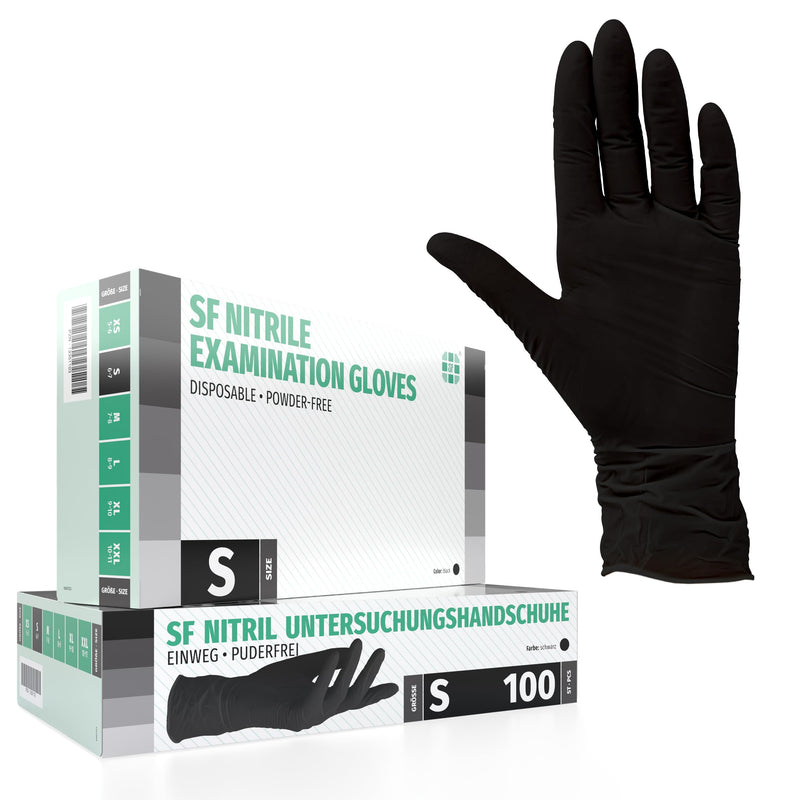 [AUSTRALIA] - Nitrile Gloves, Box of 100 (S, Black) Disposable Gloves, Examination Gloves, Powder-Free, Non-Sterile, Latex-Free, Black, X Small 
