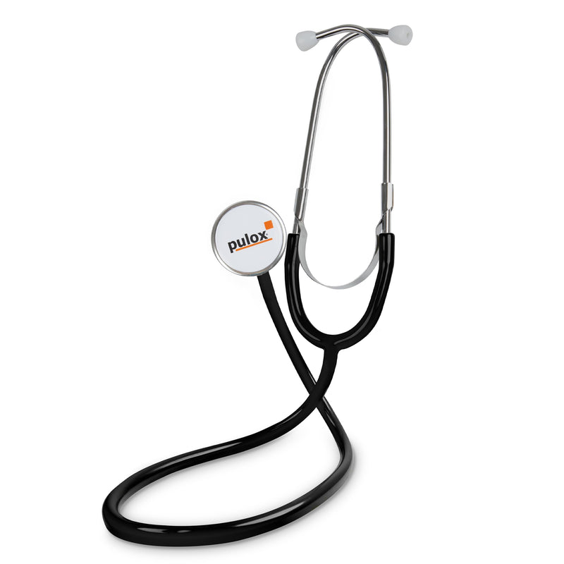 Pulox Flat Head Stethoscope for Respiratory Monitoring and Blood Pressure Monitoring in Black
