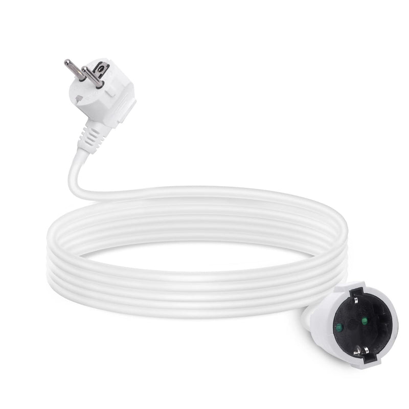 Aigostar Extension Cable 5 m Cable Extensions with Protective Contact Plug Schuko Extension 16 A/250 V White 3g1.5mm²-1 Pcs 5m
