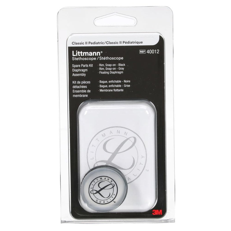 3M Littmann Stethoscope Spare Parts Kit – Classic II Pediatric Diaphragm Assembly, Includes Black & Gray Rim, Floating Diaphragm, 40012