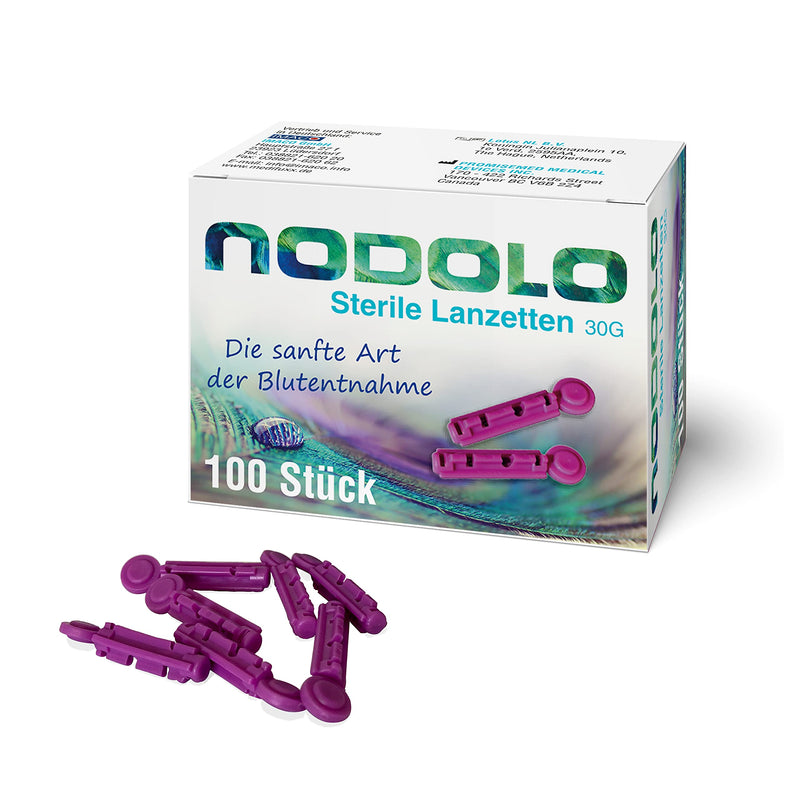 Nodolo 30G Ultra Fine Sterile Lancets, Pack of 100