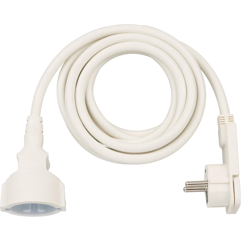 Brennenstuhl Quality Plastic Extension Cable with Flat Connector (Extension Cable, Flat, for Indoors, with 3 m Cable), White 3m Single
