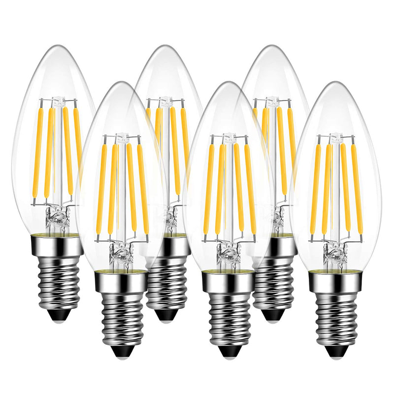 Candle LED Lamp E14 for Chandelier Warm White Glass 6 pcs (pack of 1)