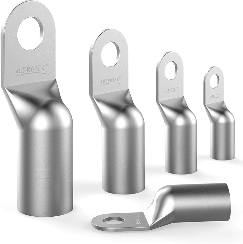 AUPROTEC 4 x Tubular Cable Lugs 35 mm² Hole Diameter M8 Uninsulated SC Cable Connectors Made of Tin-Plated Copper 4 Stück
