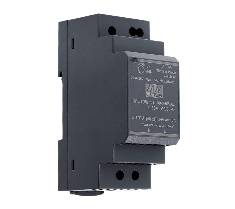 Mean Well HDR-30-24 DIN Rail Power Supply DIN-Rail 24 VDC 1.5 A 36 Watt Single