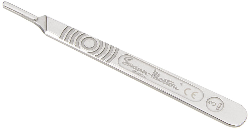 Swann-Morton Handle, Stainless Steel, N. 3 For blades from 10 to 15 Griff Nr. 3