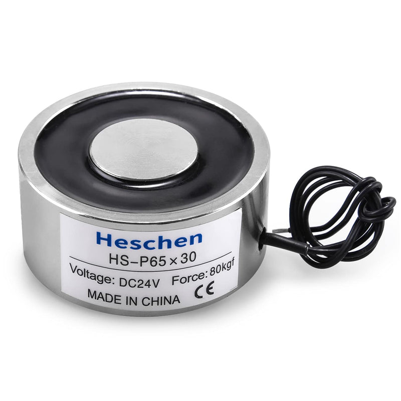 Heschen Elektromagneten Magnet P65/30, OD: 65 mm Solenoid Valve DC 24 V 80Kg/176 lb