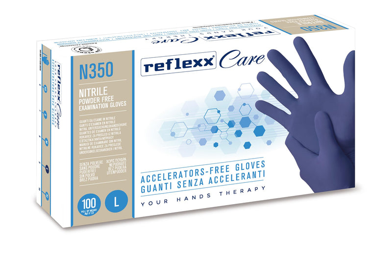 Reflexx N350/S Nitrile disposable glove, accelerator free., l
