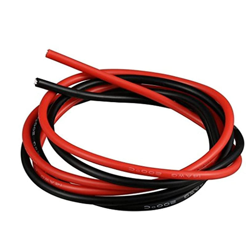 Boladge 2 Metre Pure Silicone Cable 14AWG Power Cable Battery Cable Tinned Copper Wire 14 Gauge RC Cable (1 Metre in Black and 1 Metre in Red)