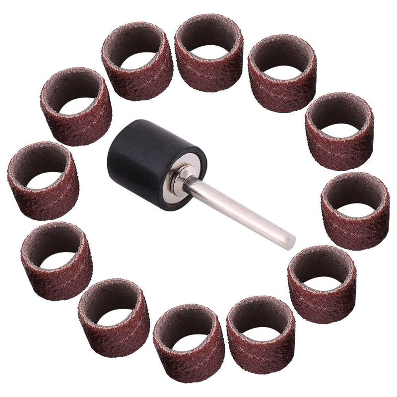 Akozon Sanding Cylinders, Pack of 100 Drum Grinding + 1 Piece Connecting Rod Mandrel for Rotary Drll Sandpaper Bands Spindle Sleeves Woodworking Polishing Kit 80/320/600 Grit (80#) 80#