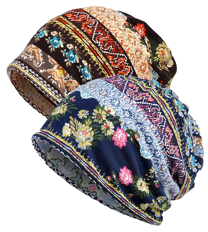 XYIYI Womens Chemo Headwear Hats Cotton Slouchy Beanie Cap Scarf One Size Multicolor