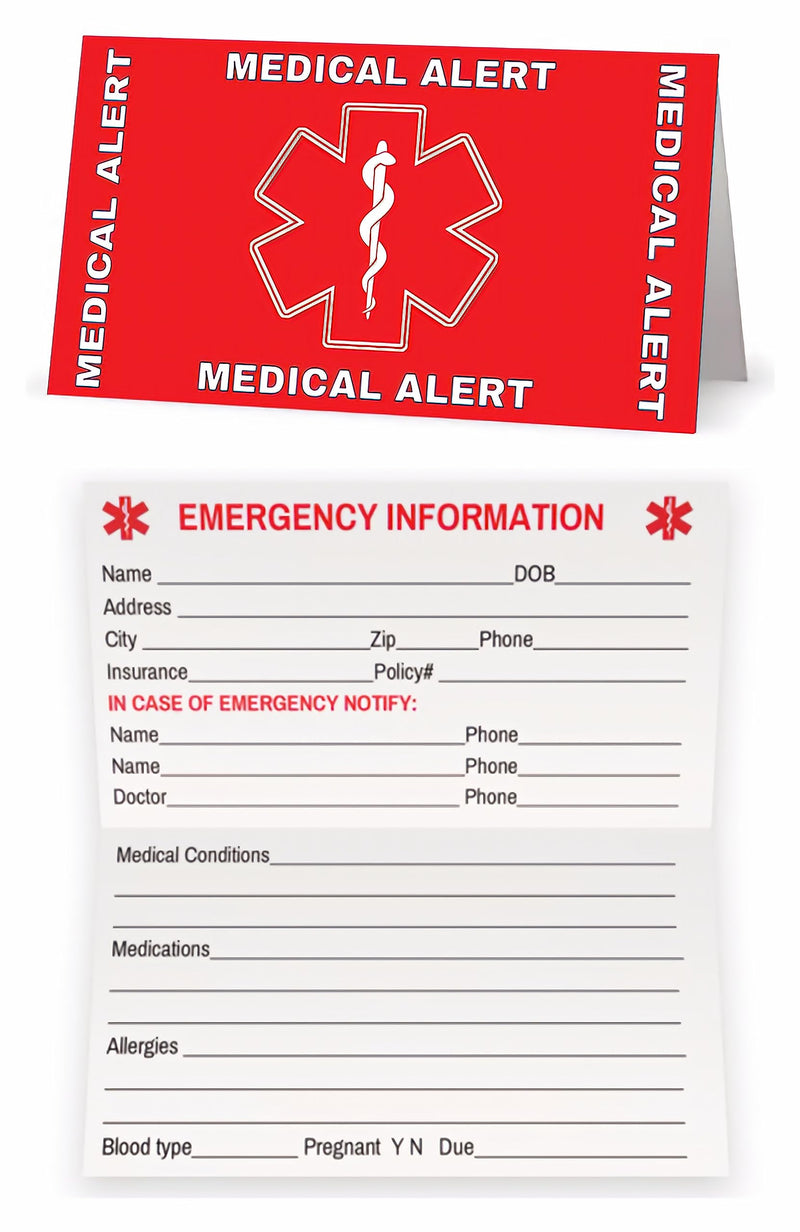 Medical Condition and Emergency Contact ID Wallet Card Folding, Medical Alert Card (10 Pack) 10