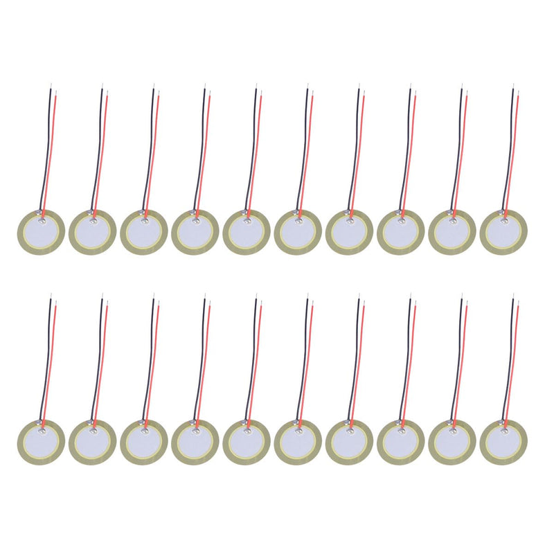 [AUSTRALIA] - Hemobllo Piezo Elements Buzzer, 20 mm Acoustic Pickup, Piezo Converter Element, Piezo Discs, Disc Pickups for Watches, Acoustic Guitar, Electronic Doorbell, Alarms, Pack of 20 