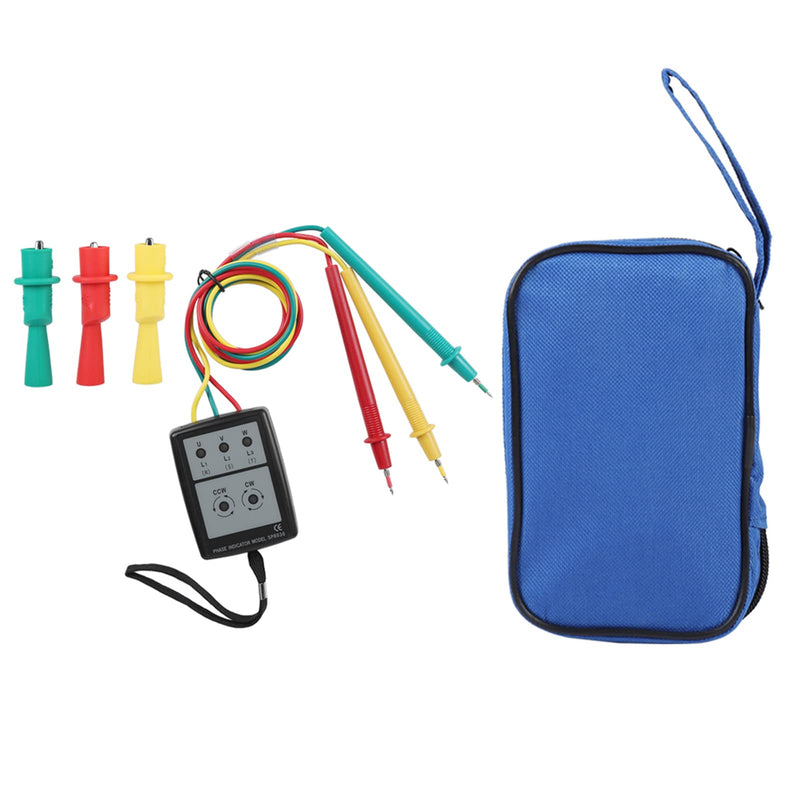 Akozon SP8030 Digital Phase Rotation Indicator LED Sequence Counter with Buzzer Display 3 Phase AC Voltage from 200 V to 480 V Tester