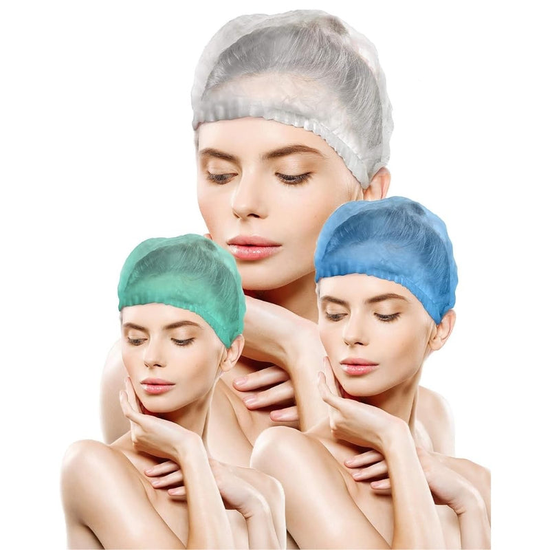 Disposable Head Hub TNT Model Plissè - Head & Hair Cover Caps - For Beauty Centers, SPA, Medical Centres, Restaurants, Cleaning, Quantity 100, White, Unit size 2-White