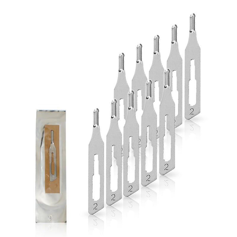 [AUSTRALIA] - May 10 x Hollow Chisel Blades Figure 2 for Podiatry & Foot Care - Sterile Blades for Scalpel Holder No. 3 - Professional Corn Remover for Treating Callus, Nail Fold & Clavus 