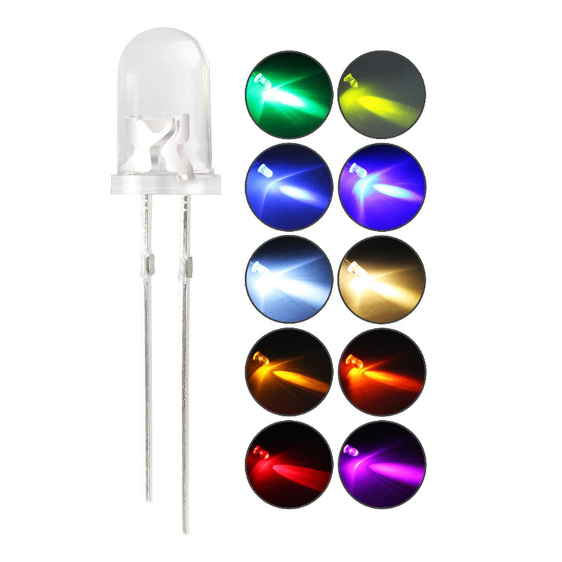 DiCUNO 5 mm LEDs, Round Head LED Diodes Set T-100 Stück (1er Pack)