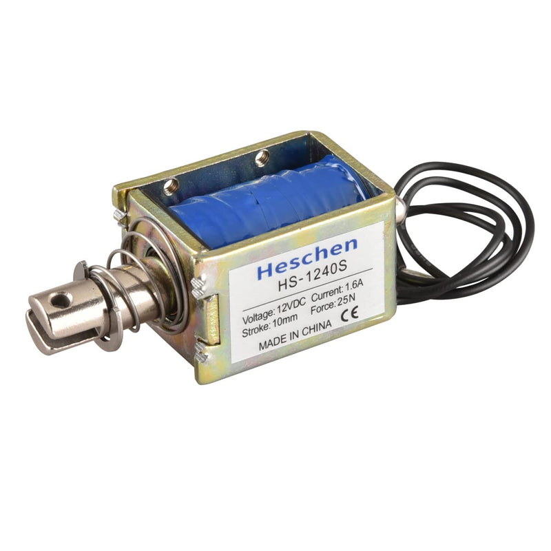 Hechen Solenoid Coil Electromagnetic Net HS-1240S DC12V 1.6A 25N 10mm Hub Push Pull Type Open Frame Door Lock