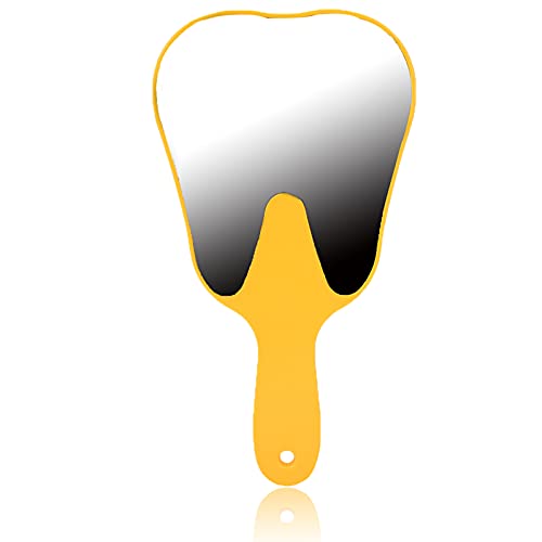 [AUSTRALIA] - Hand Mirror, 4 Colours Tooth Mirror for Children, Single-sided Hand Mirror with Low Magnification, Dental Care Hand Mirror Tool, Cute Dental Care Hand Mirror Tool, Plastic Handle (Yellow) 