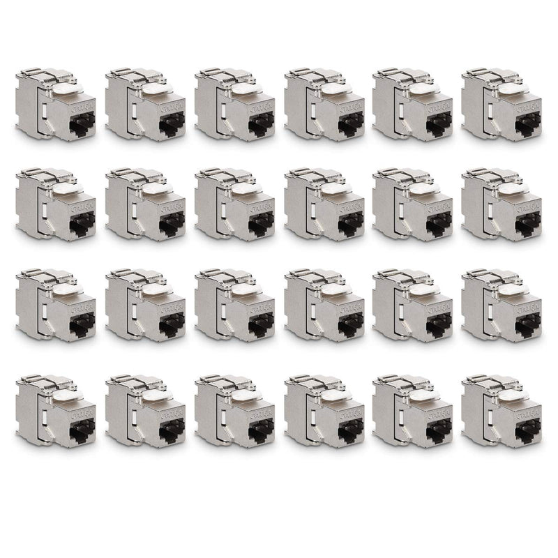 kwmobile Keystone Module Jacks - 24 Piece CAT6A Shielded Keystone Jack RJ45 Cat 6A Ethernet Module 10 Gbit with Shielded Metal Housing 24x