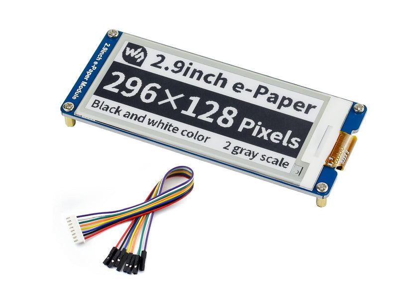 2.9 inch E-Paper Module 296 x 128 Resolution 3.3 V/5 V Two-Colour E-Ink Display Module epaper Screen SPI Interface for Raspberry Pi/Arduino/Nucleo Support Partial Refresh 2.9inch E-paper Display Module