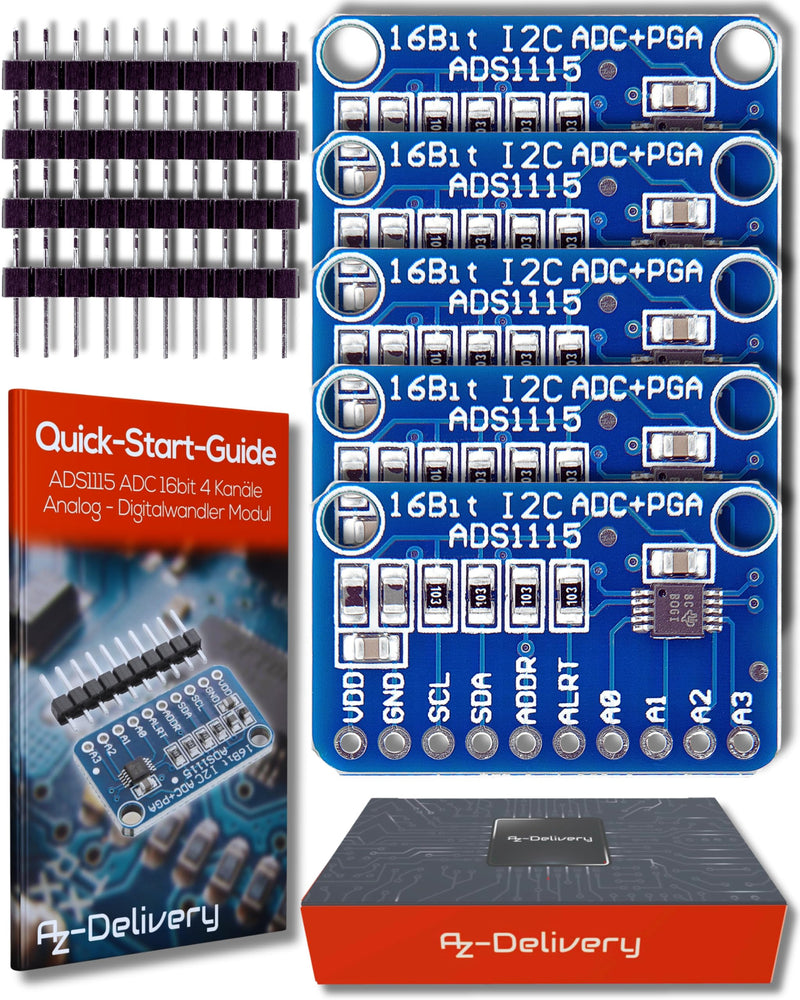 AZDelivery 3 x Compatible with ADS1115 ADC Module 16bit 4 Channels Compatible with Arduino and Raspberry Pi with E-Book