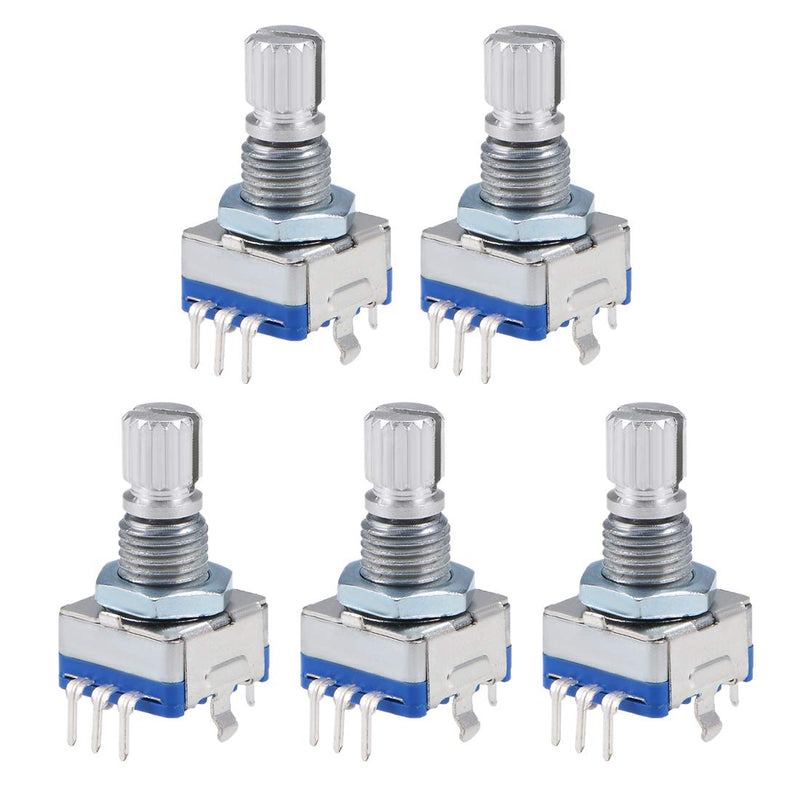 sourcing map 360 Degree Rotary Encoder, Code Switch, Potentiometer, EC11, 7 Pins, 15 mm Shank, Pack of 5